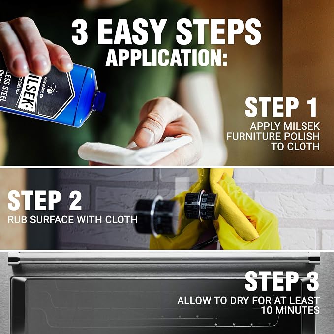 Milsek Stainless Steel Cleaner & Microfiber Cloth, 12-Ounce | Stainless steel cleaner with microfiber cloth removes fingerprints and leaves appliances clean and streak-free.