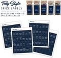 Spice Jar Labels – 89 Preprinted Waterproof Stickers, Minimalist Kitchen Seasoning Labels for Pantry Organization (White, Black, Navy)