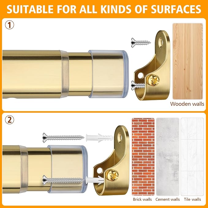 Adjustable Oval Closet Rod, 18-31 Inch, 90 Lbs Heavy Duty (Gold)