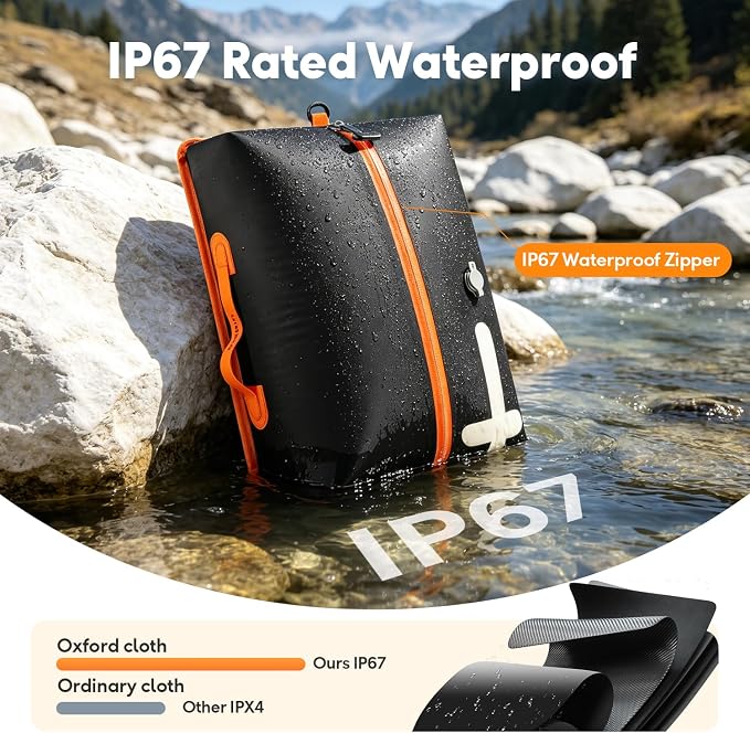 Travel Vacuum Bags with Shoulder Strap – IP67 Waterproof Vacuum Seal Reusable 22L Carry-On Compression Bags for Clothes, Suitcase & Luggage(1-Pack,Black)
