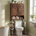 31" Over The Toilet Storage Cabinet with Barn Door,Bathroom Organizers and Storage with Adjustable Shelves, Farmhouse Over Toilet Organizer for Bathroom,Restroom,Laundry,Brown