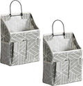2pcs Wall Hanging Storage Bag, Small Door Closet Linen Fabric Pockets Organizer, Waterproof Multi Functional for Living Room Bedroom Bathroom Kitchen RV Camper with Hooks Pattern Grey