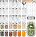30 Pack 4oz Round Glass Spice Jars with Extra Shaker Lids & Metal Funnel | Airtight Mason Jars for Kitchen Seasoning & Herb Storage, Includes 105 Labels, Metal Funnel, Stirring Stick, Shaker Lids