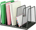 AUPSEN 5-Section File Organizer for Desk, Wood Mesh Desktop File Organizer, File Sorter Storage Rack, Vertical Folder Holder for Files, Magazines, Books (Black)