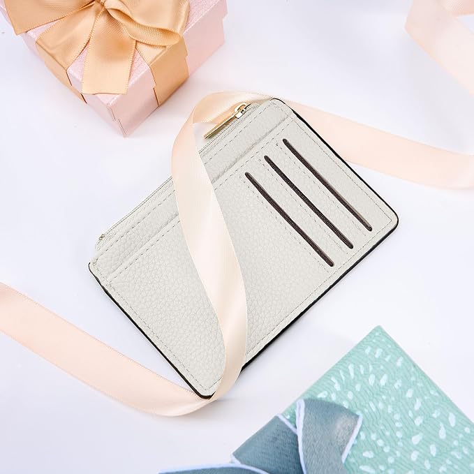 Tipmile Womens Credit Card Holder Wallet, Small Slim RFID Blocking Sleeve | Mini Tiny Cute ID Case, Minimalist Zipper Pocket Wallet, Thin Coin Purse, Mothers Gift