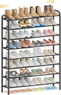ENJOYBASICS Expandable Shoe Rack, 32.4'' Wide - 8 Tier Adjustable Shoe Organizer Shelf for Closet, 32 Pairs Black Metal Free Standing Shoe Rack Storage for Garage, Entryway