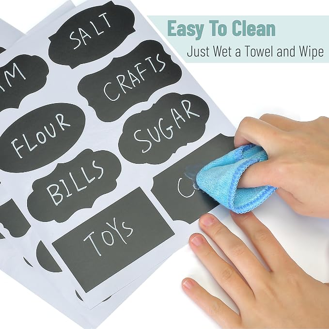 Mr. Pen- Chalkboard Labels, 200 pcs, Assorted Shapes | Waterproof Reusable Blackboard Stickers with 1 Erasable Liquid Chalk Marker for Mason Jars