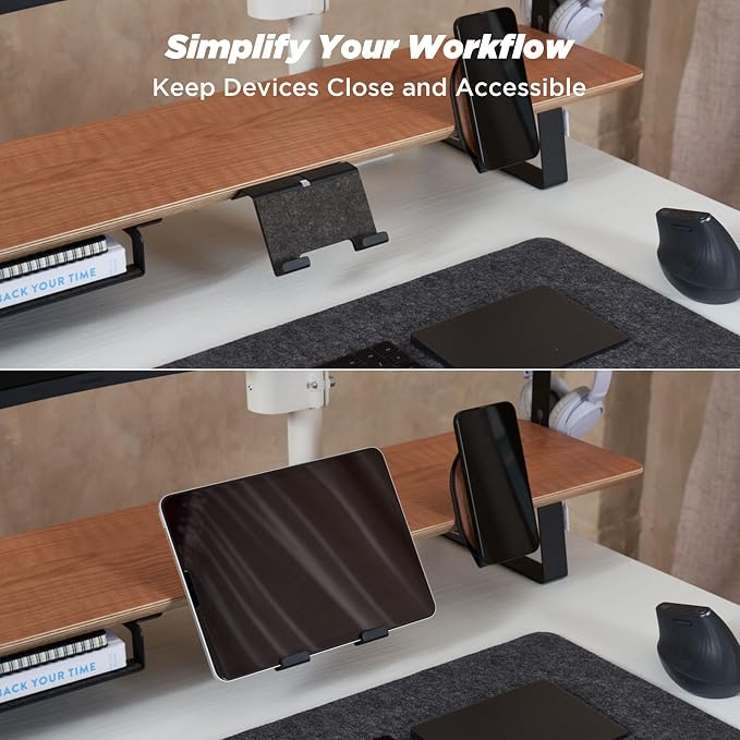 ULTRARM Moodular Tablet Stand Add-On for Slide Rails, Do Not Use Alone | Accessory Only, Fits Tablets & Smart Devices, Hands-Free Viewing, Stable & Sturdy Steel, Felt Padding, Black, MSA-TS