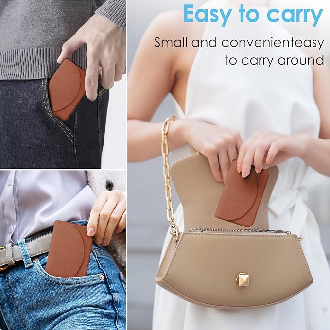 Business Card Holder，PU Leather Business Card Case Color Printing Pattern Card Holder Wallet，Pockets Magnetic Credit Card Holders for Men and Women，Light Brown