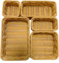 Drawer Organizers- Plastic Rattan Storage Trays for Bedroom, Bathroom, Kitchen, Office, Handwoven organizer, Waterproof and Easy Clean, 1 Set, Natural Color