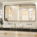 TETOTE 60 x 30 Inch Black Vanity Mirror, Rectangle Matte Metal Frame for Bathroom, Modern Round Corner Wall Mounted Mirror (Horizontal/Vertical)