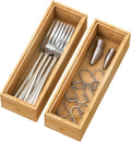 Bamboo Kitchen Drawer Organizer 9"x 3", Wooden Stackable Silverware Tray | Utensil Organizer Cutlery Holder for Kitchen, Wooden Storage Box for Bathroom, Multi-Use Storage Bins Dividers for Office