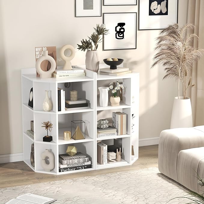 Giantex 3-Tier Corner Cabinet with Charging Station, Corner Shelf with 9 Cubbies, 1 USB Port & 1 Type-C Port, 4 Outlets, Cube Bookshelf, Storage Organizer for Small Spaces, Playroom, Living Room