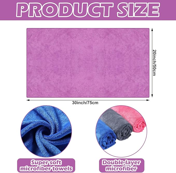 SmoothNovelty 10 Pcs Extra Large Microfiber Cloth 30" x 20" Large Floor Microfiber Towel Reusable Washable Free Lint Free Cloth Rag for Squeegee Mop Floor Window Housekeeping (Bright Color)