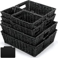 Marsui 9 Pcs Wicker Storage Baskets for Pantry Organization with Handle Labels Handwoven Multi-size Brown Small Organizer Baskets Storage Bins Container for Shelves Closet Toilet Christmas Holiday
