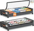 Yecaye 70L Under Bed Storage with Wheels, 2Pack Larger Capacity Under Bed Storage Containers, Underbed Shoe Storage Organizer, Rolling Under Bed Metal Drawers for Shoes, Clothes, Hemp Grey