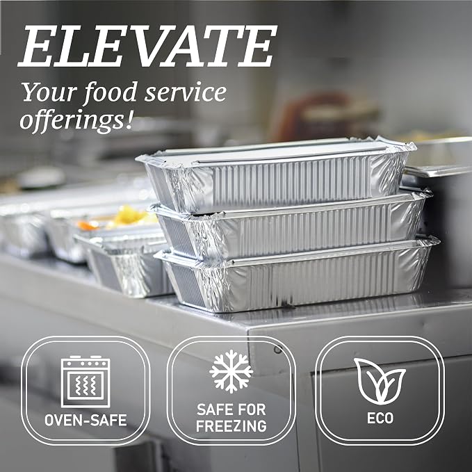 55 Pack - Aluminum Pan/Containers with Lids/Foil Containers/Aluminum Pans with Lids/Take Out Containers/Disposable Pans/Aluminum Foil Food Containers/Freezer Meals containers (2.25 LB)
