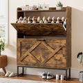 Nicetree Shoe Storage Cabinet with 2 Flip Drawers, Freestanding Wood Shoe Organizer with Metal Legs, Farmhouse Slim Shoe Rack for Entryway, Foyer, Hallway, Rustic Brown