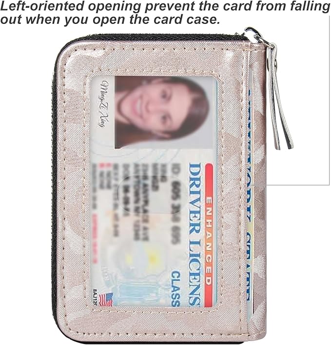Credit Card Wallet, RFID Card Case Wallet, Zipper Card Cases Holder for Men Women, RFID Blocking, KeyChain Wallet, Compact Size Card Organizer Case for Women