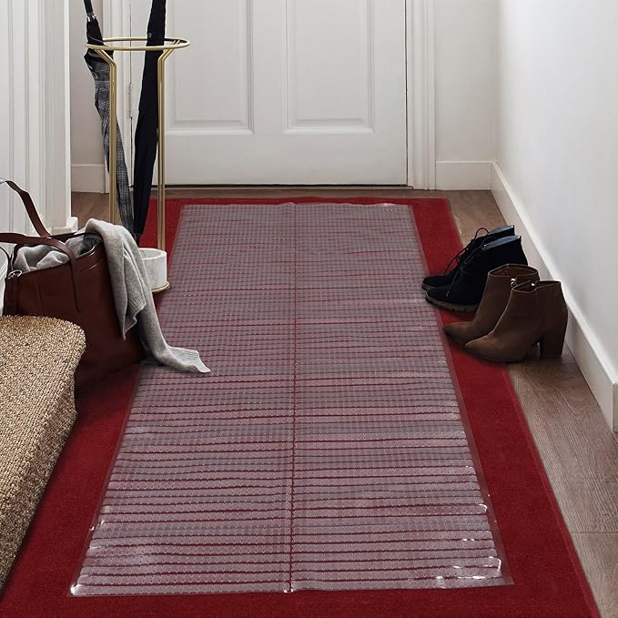 Sweet Home Stores Clear Vinyl Aisle Runner Carpet Protector, Waterproof Vinyl Runner for Long Walkways & Stairs – Trim-to-Fit, 2'2" x 19'