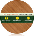 14'' Bamboo Wood Lazy Susan Organizer, Lazy Susans for Table Top, Deep Carbonized Rotating Tray, Sturdy Spinning Base, Non Slip, Spice Rack Organzier, Turntable for Kitchen Cabinet, Countertop, Pantry