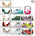 12 Pack Acrylic Clear Shoe Storage Boxes Size 12, Transparent Display Case for Sneaker Collections, Baseball Caps, Hat Organizer Dust-free Shoe Cubbies Stackable Sneaker Boxes