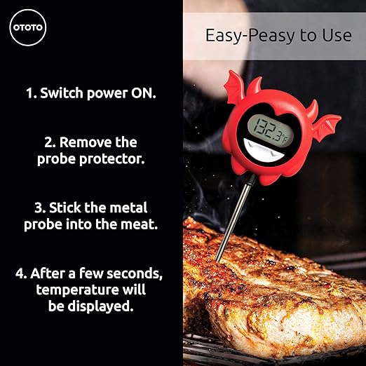 OTOTO Hell Done Halloween Meat Thermometer Digital - Spooky Food for Cooking, for Meat, Digital, Cooking Gifts, Cute Kitchen Gadgets