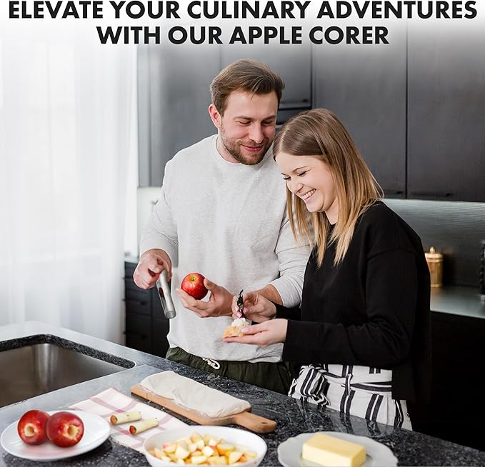 Zulay Kitchen Ultra Sharp Apple Corer Tool - Stainless Steel, Sharp & Serrated Blade Cores in Seconds - Easy to Use & Clean, Durable Apple Core Remover for Apples & Small Fruits - 2 Pack Black & Red