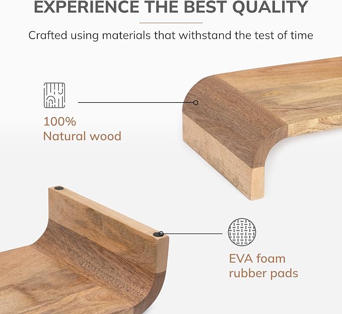 Anji Mountain Wood Monitor Stand Riser Desk Desktop Organizer Table for Home, Office Workspace, Laptop Riser, Ergonomic Design Stand for Gaming Setup, Mango