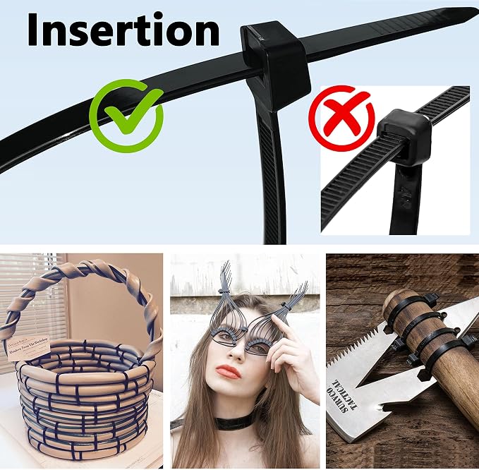 200lb Zip Ties Heavy Duty 18 Inch 70pcs, Large Black Cable Tie, Thick Heat Resistant Zipties, Big Wide Wire Ties, Industrial Tie Wraps for Outdoor Use