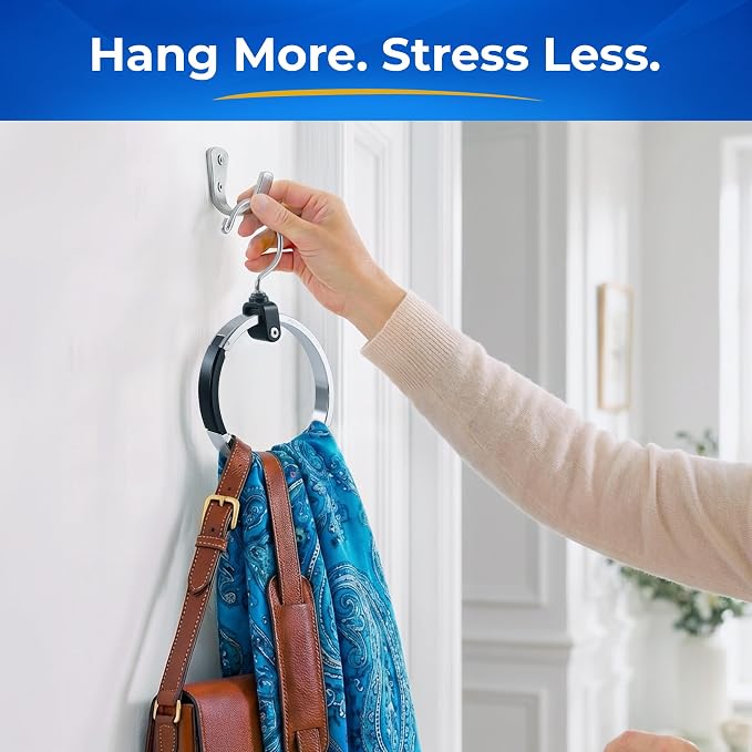 Rolly Hanger® Premium Closet Organizer, Rotating Aluminum Ring Hanger with 360° Swivel Hook, Space Saving Accessory Holder for Belts, Ties, Hats, Scarves, Purses & Handbags | Closet Organizer (2 Pack)