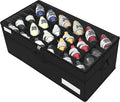 Luvhomee Shoe Storage Organizer, Fits 24 Pairs, Large Shoe Organizer Box for Closet, Clear Foldable Shoes Containers w/Bottom Support, Space Saving Shoe Cubby Storage Boxes w/Reinforced Handles, Black