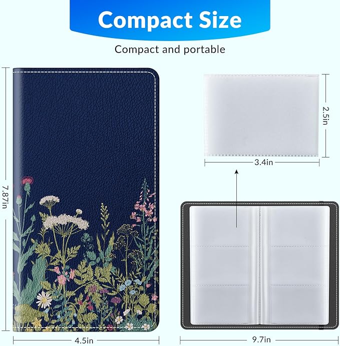 Pu leather business card organizer， 240 Capacity business card holder organizer，Credit card holder for women and men