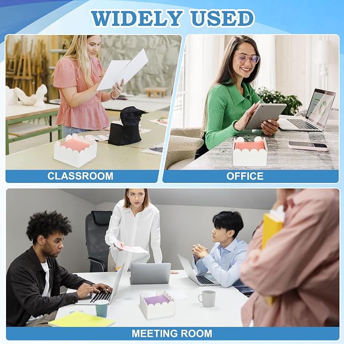 Scalloped Acrylic Sticky Note Holder 3"x3" White Cute Wave Sticky Note Holder Dispenser for Classroom Desk Organizer Accessories for Dorm Room School Office Necessities