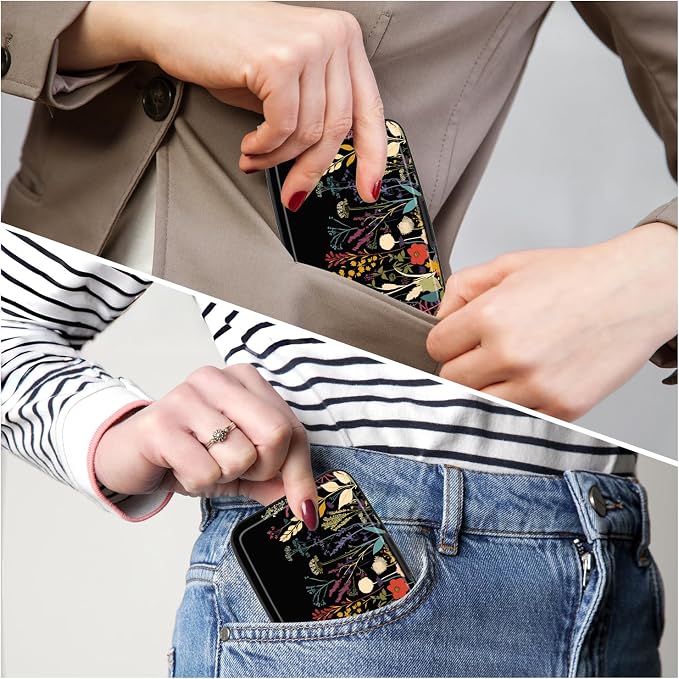 Card Holder Credit Cards Holder for Women RFID wallet women Business Card Holder Wallet Mini Aluminum Card Wallet RFID Blocking Slim Metal Hard Card for Women, Beautiful Flowers and Plants