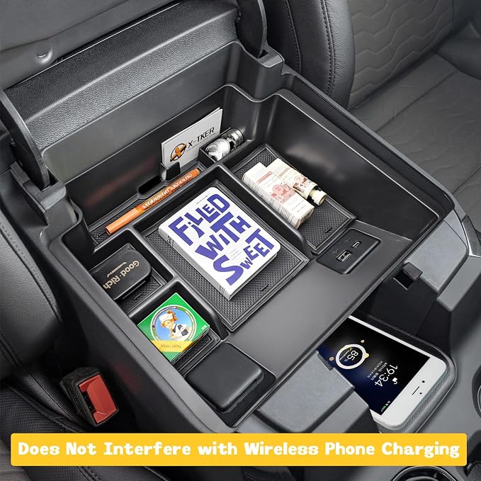 Center Console Organizer Refreshed Full Tray for Full Console w/Bucket Seat | Compatible with 2022-2026 Chevy Silverado/GMC Sierra 1500 & 2024-2026 Silverado/Sierra 2500HD 3500HD Accessories