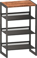 CHEMPFR Narrow 4-Tier Shoe Rack, Slim Space-Saving Shelf with Decorative Wood Top & Steel Mesh, Entryway/Closet/Dorm Organizer, 16.5x11.8x27.9 Inches