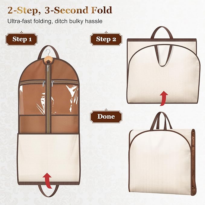 MISSLO 72" Wedding Dress Garment Bag for Travel with 4 Large Pockets Dress Bags for Gowns Long Heavy Duty Dresses Protector Bag for Closet Storage Clothing Covers for Hanging Clothes, Beige