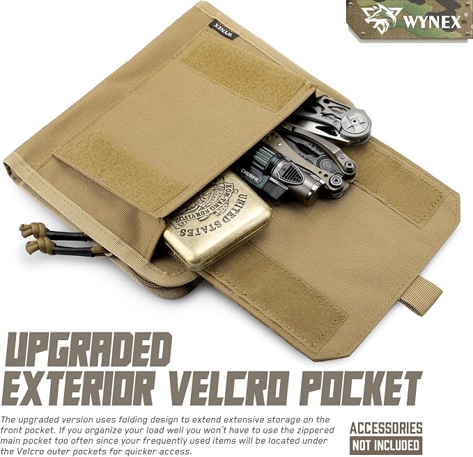 WYNEX Tactical Molle Admin Pouch, Laser-Cut, EDC Organizer Tool Pouch | Utility Organizer EDC Medical Bag, EDC Pocket Modular Pouch, Tactical Accessories EDC Pouch, Include U.S Patch
