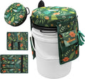 5 Gallon Swivel Bucket Seat Lid with Tool Organizer Bag, 360° Silent Rotating Padded Cushion (3" Thick), Waterproof Bucket Cover Stool for Gardening, Fishing, Hunting, Car Wash