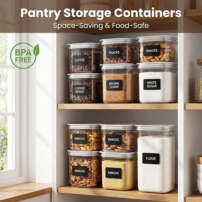 Airtight Food Storage Containers with Lids, 4 Pcs Set BPA Free Clear Sturdy Kitchen Pantry Organization Canisters for Herbs, Coffee, Tea - Keeps Food Fresh & Dry (Transparent-4pcs)