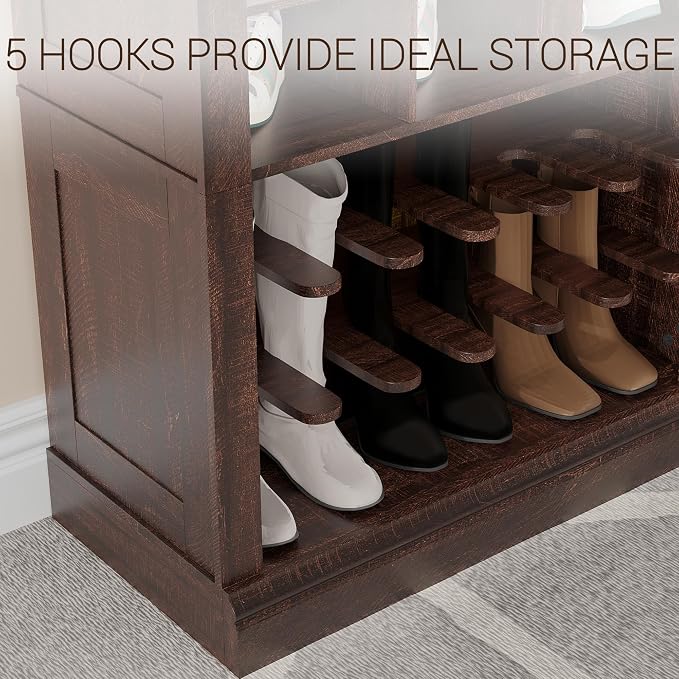 GarveeHome 10-Tier Shoe Storage Cabinet, Tall Shoe Rack with 30 Cubbies, Freestanding Entryway Shoe Organizer for Entryway, Living Room, Brown