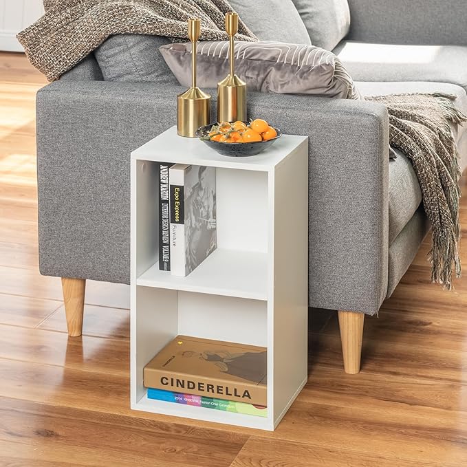 FurnitureR Basics Cube Storage Organizers - can be Combined Freely, Closet Storage Cabinet Shelf, Stackable Cubby Shelf for Bedroom, Office, Study, Classroom, White