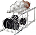 Garvee 2 Tier Pull Out Pots and Pans Organizer, 12" W *22.5" D | Adjustable Dividers, Slide Out Cookware and Storage Organizers for Kitchen Cabinets, Pot and Pan Holder Rack