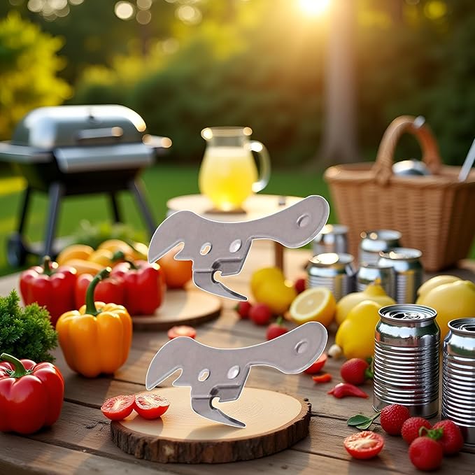2Pcs Silver One Size Stainless Steel Can Opener Manual Can Opener Multifunctional Kitchen Accessories, Manual Can Openers