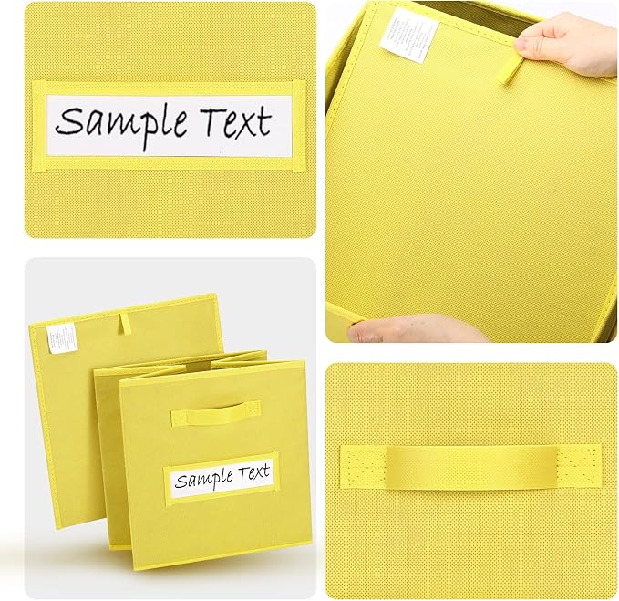 Fabric storage cubes (8 Pack) 13 Inch Cube Storage Bin, cube organizer bins with 8 Labels Window Cards & a Pen, Foldable cube organizer bins and Storage Box, Dark Yellow