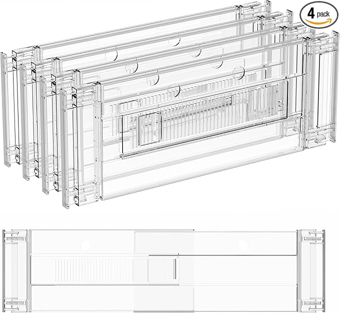 Yieach 4 Pack Clear Acrylic Drawer Divider 6 Inch High,Expandable from 14-20'',Adjustable Dresser Drawer Dividers for Baby Clothing,Underwear and Sock,Separators,Deep Drawer Separators for Kitchen