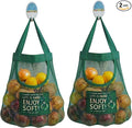 Durable Reusable Hanging Storage Mesh Bags for Fruits, Vegetables, Garlic, Ginger & Potatoes, Kitchen Storage Mesh Bag, Breathable Storage Bags for Pantry, Home Decor & Kitchen Decor (2 blue bags)