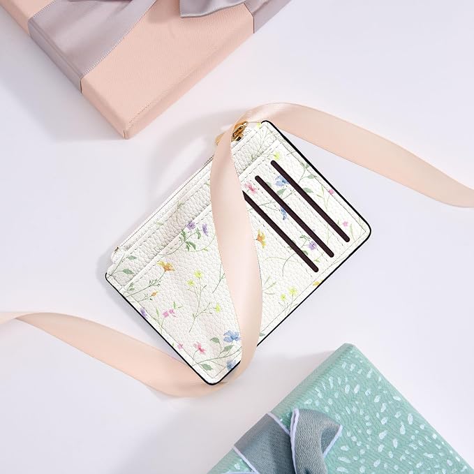 Tipmile Womens Credit Card Holder Wallet, Small Slim RFID Blocking Sleeve | Mini Tiny Cute ID Case, Minimalist Zipper Pocket Wallet, Thin Coin Purse, Mothers Gift