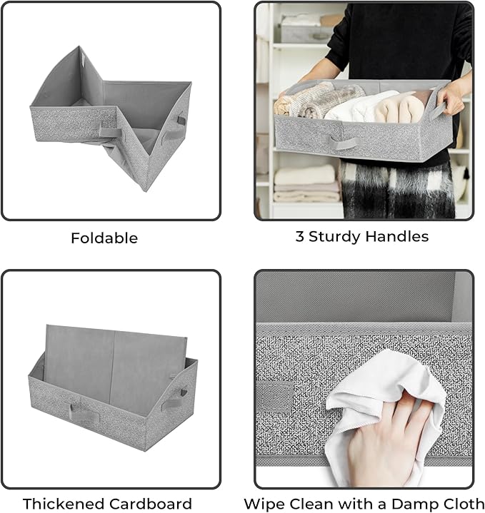 GRANNY SAYS Closet Organizers and Storage, Trapezoid Storage Bins, Dog Toy Bin, Storage Baskets for Shelves, Fabric Storage Bins with Handles, Clothing Organizer, Gray, 3-Pack